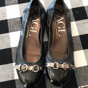AGL Black Leather flats 36